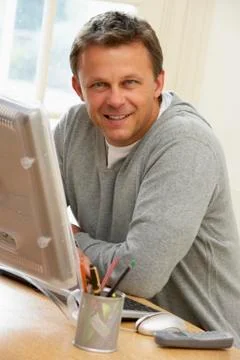 Man Using Computer Stock Photos