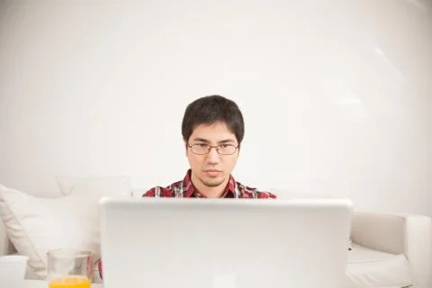 Man using the computer Stock Photos