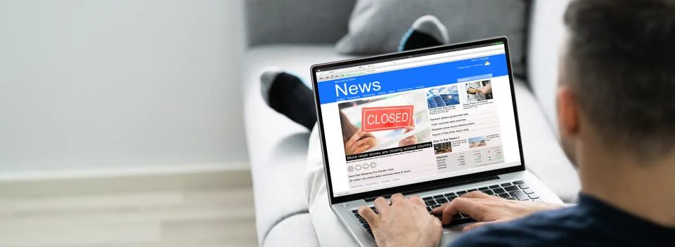 Man Using Computer Reading Electronic News Stock Photos