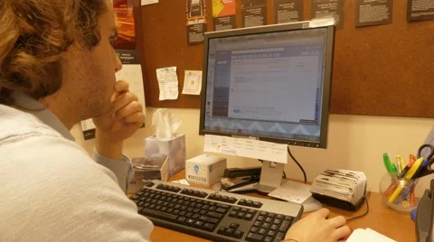 Man Using Computer Time Lapse Stockbeeldmateriaal 54182891