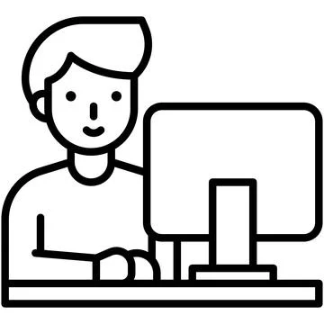 Man using computrer icon, An avatar that is related to education Stock Illustration
