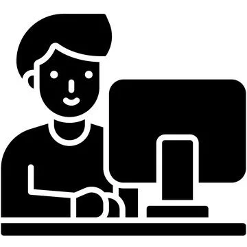 Man using computrer icon, An avatar that is related to education Illustrazione stock