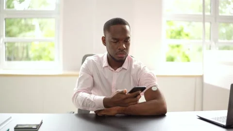 Man Using Continuous Glucose Remote Monitor Diabetes Stock Footage 215533834