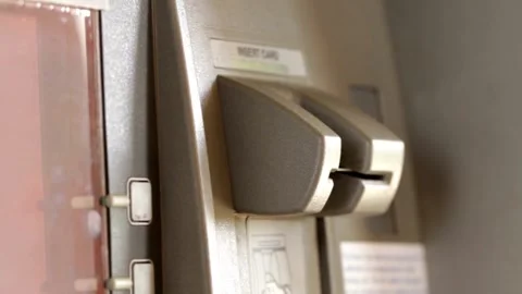 Man using an credit card inserted into ATM machine for cash withdrawal bank.. Stock Footage 272758587