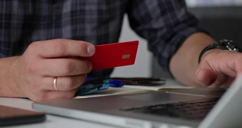 Man using credit card for online payment Stock Footage 319433799