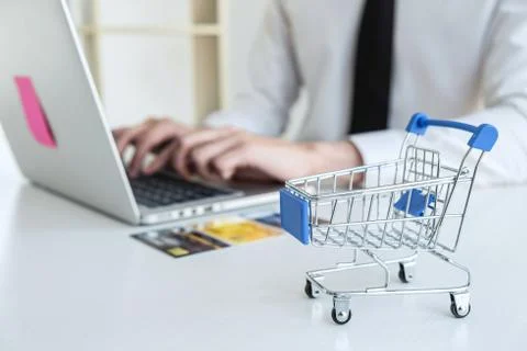 Man using credit card register security code payments online shopping and cus Stock Photos