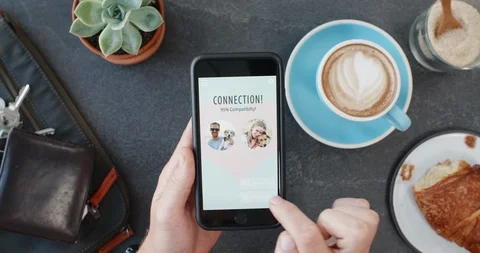 Man using dating social app, finding romance love connection Stock Footage 90298599