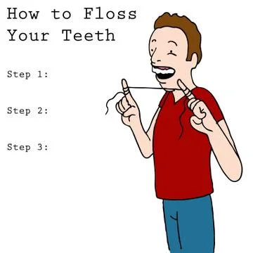 Man using dental floss Stock Illustration