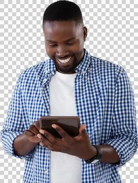 Man using digital tablet against white background Stock Photos