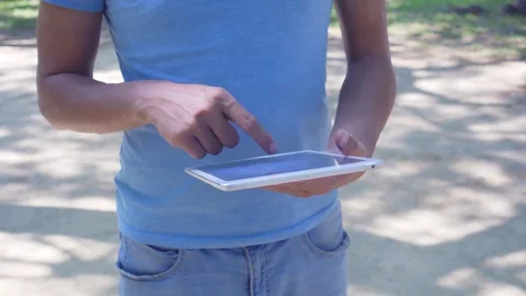 Man using digital tablet computer Video stock 81898709
