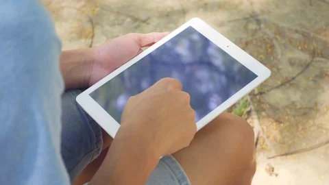 Man using digital tablet computer Video stock 81899818