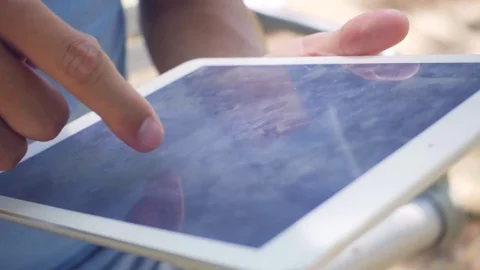 Man using digital tablet computer Video stock 81900372