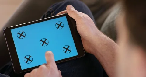 Man using Digital Tablet with Greenscreen Stock Footage 86294751