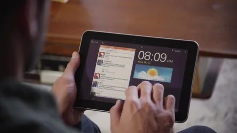 Man using digital tablet at home Stock-Footage 83185030