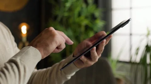 Man Using Digital Tablet Screen Close Up Stock Footage 346841315