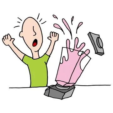 Man using exploding blender 스톡 일러스트