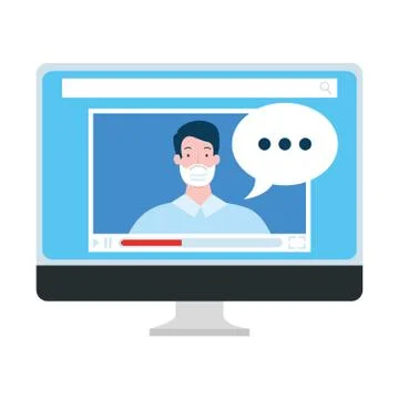 Man using face mask in computer Stock Illustration