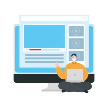 Man using face mask with computers イラスト素材