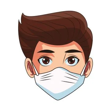 Man using face mask head character Stock-Illustration