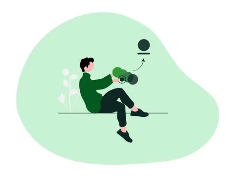 Man using flat design palette Stock Illustration