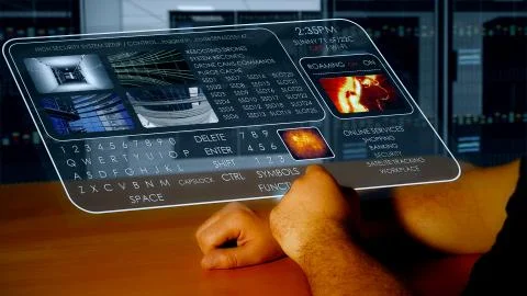 Man using Futuristic Smart Wrist Watch Stock Illustration
