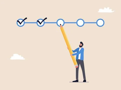 Man Using Giant Pencil to Check Empty Circle Stock Illustration
