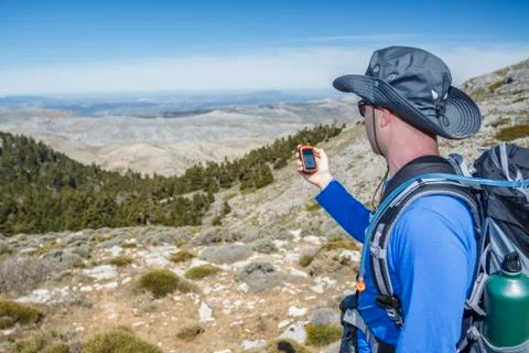 Man using gps Stock Photos
