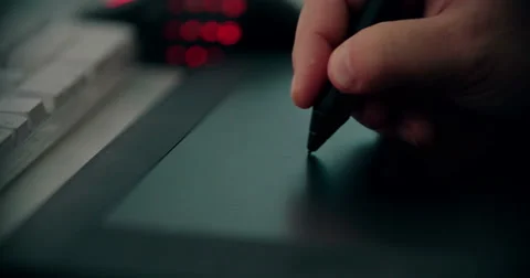 Man Using Graphic Tablet Stock Footage 51335603