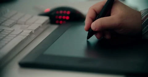 Man Using Graphic Tablet Stock Footage 51337076