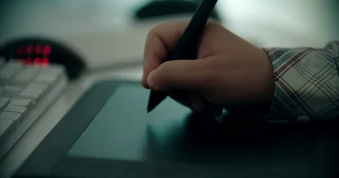 Man Using Graphic Tablet Stock-Footage 51338639