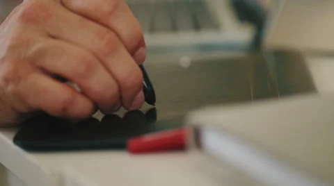 Man Using Graphic Tablet 库存影片 58948299