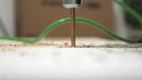 Man using hand electric drill to make holes on board plank, diy pegboard Video stock 290899052