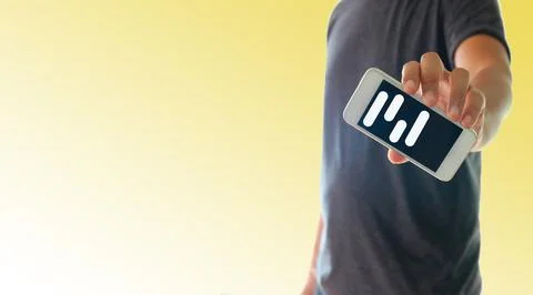 A man using hand holding the smartphone with blank message template Stock Photos