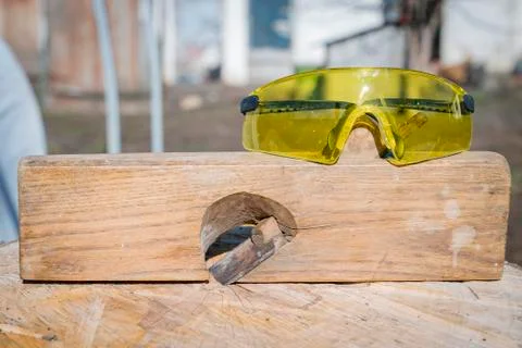 Man using hand plane in workshop Stock Photos