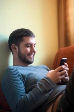 Man using his cell phone Stock Photos