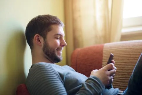 Man using his cell phone Stock Photos