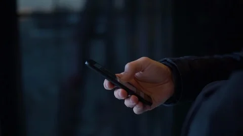 Man using his Mobile Phone, close up Stock Footage 93372184