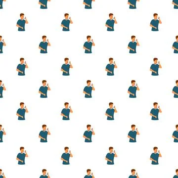Man using inhaler for asthma respiratory treatment pattern Stock Illustration