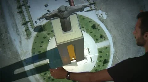 Man Using Interactive Touch Projector Stock Footage 21887698