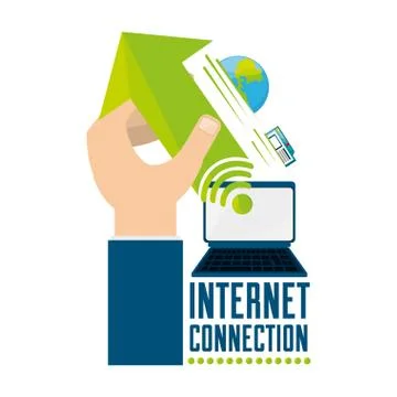 Man using the internet and computer for send files Stockillustratie