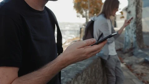 Man Using Internet Voice Search Technology On Mobile Phone recognition speech ai Stock Footage 97854560