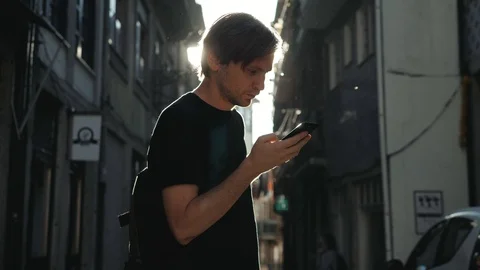 Man Using Internet Voice Search Technology On Mobile Phone recognition speech ai Stock Footage 97854718