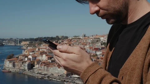 Man Using Internet Voice Search Technology On Mobile Phone recognition speech ai Stock Footage 97856372