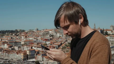 Man Using Internet Voice Search Technology On Mobile Phone recognition speech ai Stock Footage 97856396