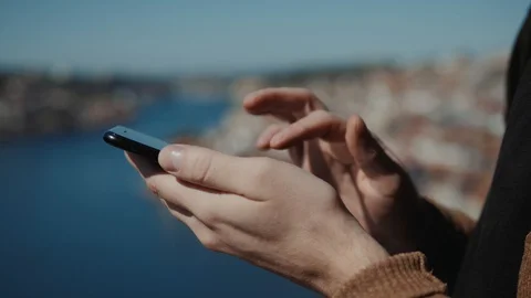 Man Using Internet Voice Search Technology On Mobile Phone recognition speech ai Stock Footage 97856420