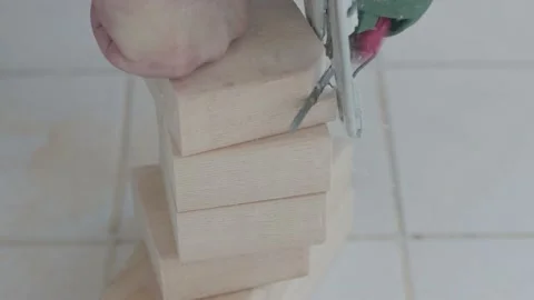 Man is using the jigsaw unsafely Stock Footage 146597910