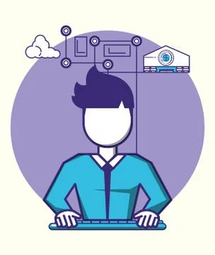 Man using keyboard fintech concept Stock Illustration