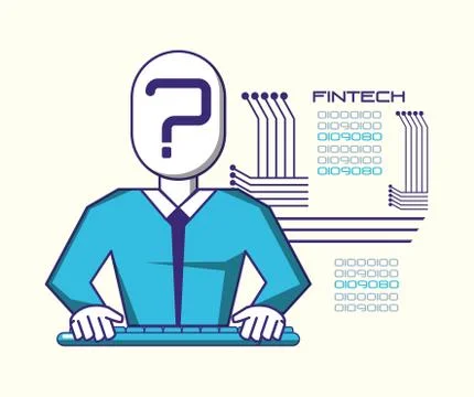 Man using keyboard fintech concept Stock Illustration