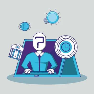 Man using keyboard fintech concept Stock Illustration