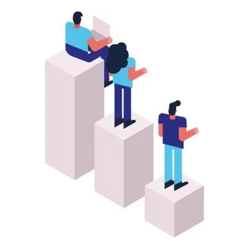 Man using laptop and persons characters Illustrazione stock